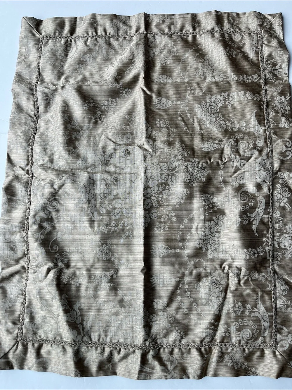 King Size Bed Skirt 4 Pillow Shams Vintage 5 Pieces Taupe Monique Luxury NWOT